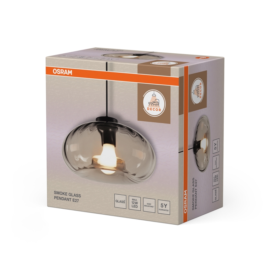 Osram - Люстра на тросі DECOR SMOKE 1xE27/12W/230V, діаметр 28 см, чорна/димчасто-сіра