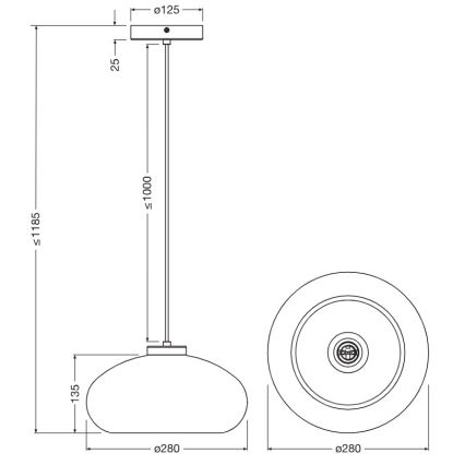 Osram - Люстра на тросі DECOR SMOKE 1xE27/12W/230V, діаметр 28 см, чорна/димчасто-сіра