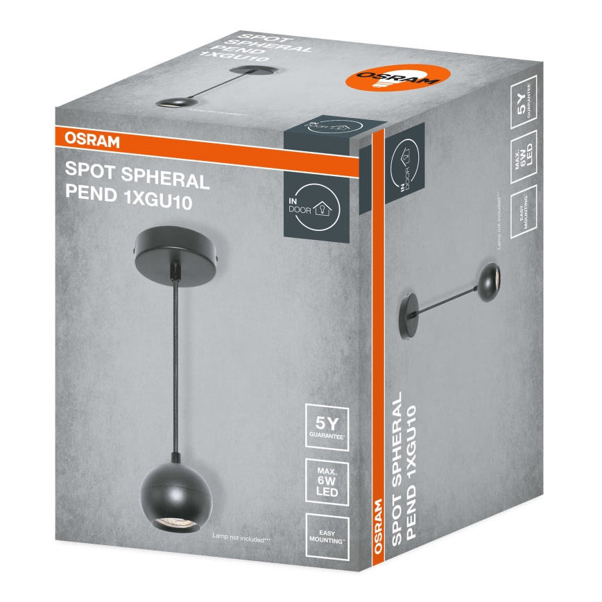 Osram - Люстра на тросі SPOT SPHERAL 1xGU10/6W/230V чорна