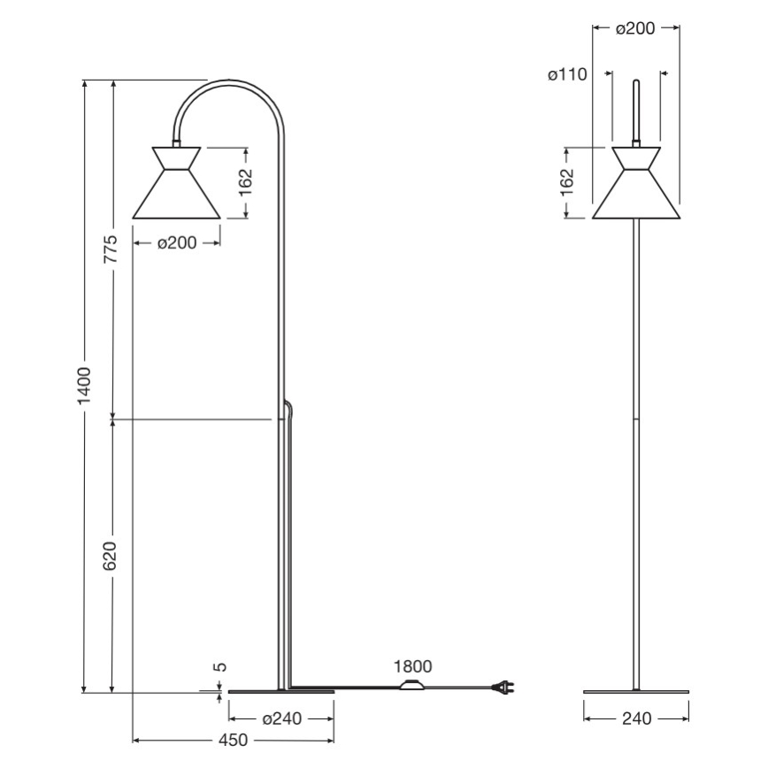 Osram - Напольная лампа DECOR WAIST 1xE27/40W/230V черная