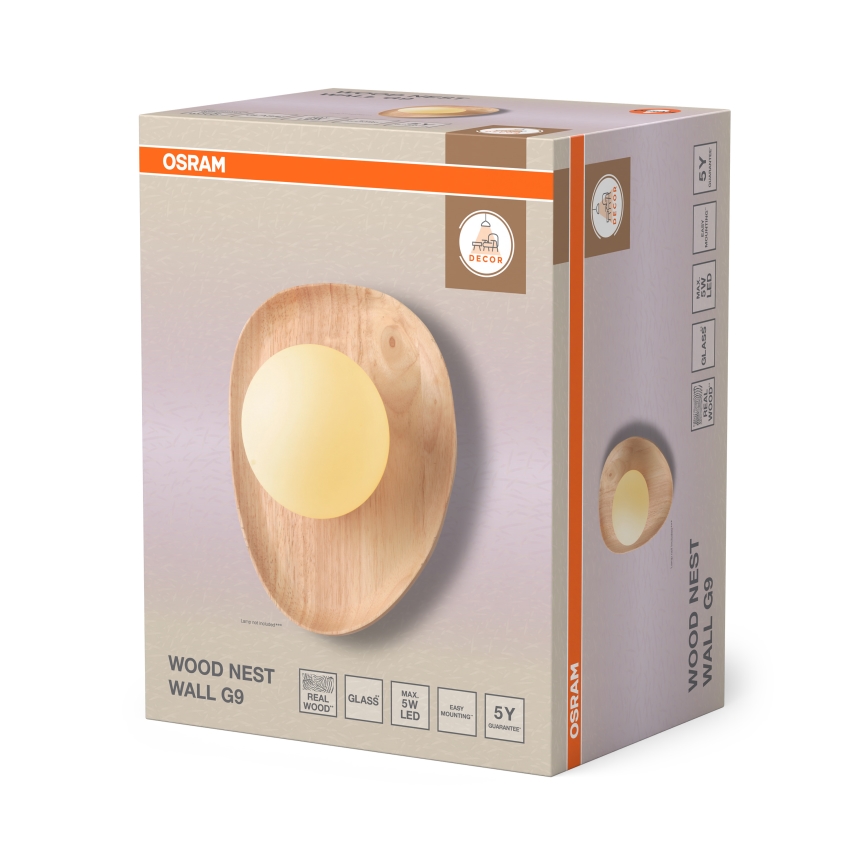 Osram - Настенный светильник WOOD NEST 1xG9/5W/230V из каучукового дерева