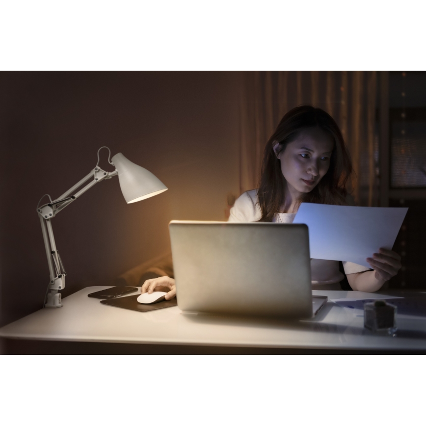 Osram - Настільна лампа на затискачі DESK LINE 1xE27/11W/230V біла