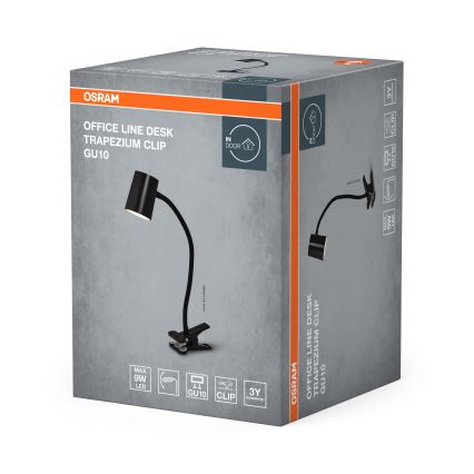 Осрам - настільна лампа на кліпсі DESK LINE 1xGU10/9W/230V чорна