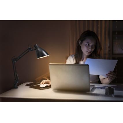 Osram - Настільна лампа з кліпсою DESK LINE 1xE27/11W/230V чорна