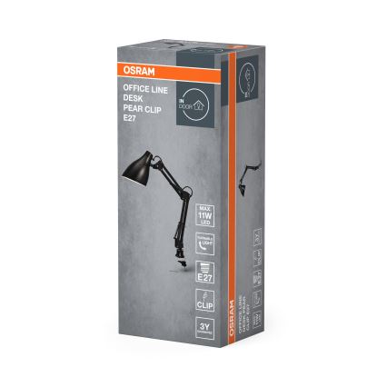 Osram - Настільна лампа з кліпсою DESK LINE 1xE27/11W/230V чорна
