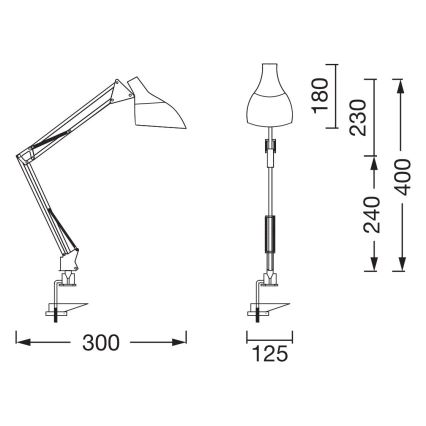 Osram - Настільна лампа з кліпсою DESK LINE 1xE27/11W/230V чорна