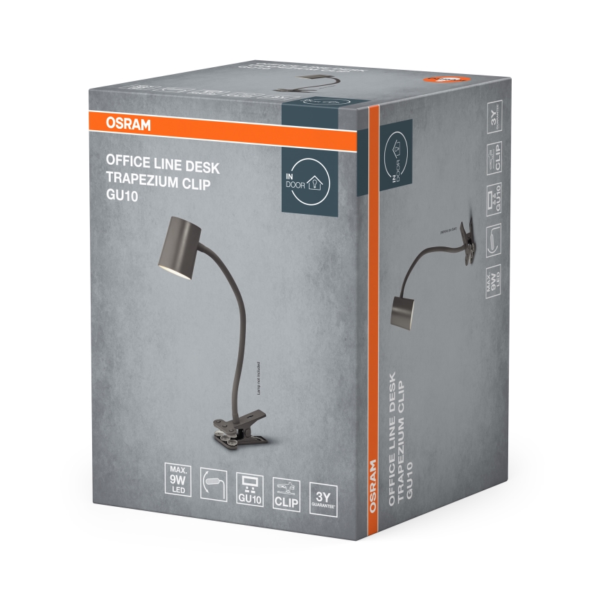Osram - Настільна лампа з кліпсою DESK LINE 1xGU10/9W/230V сіра
