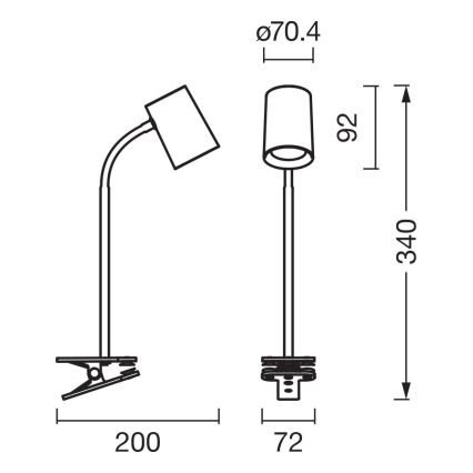 Osram - Настільна лампа з кліпсою DESK LINE 1xGU10/9W/230V сіра