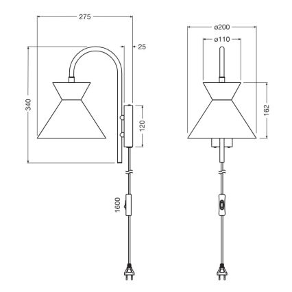 Osram - Настінний світильник DECOR WAIST 1xE27/40W/230V чорний