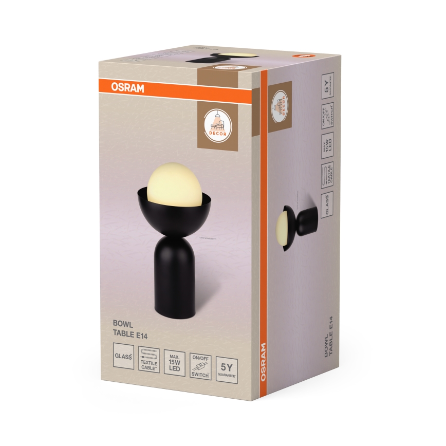 Osram - Настольная лампа DECOR BOWL 1xE14/25W/230V черная