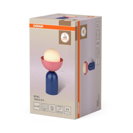 Osram - Настольная лампа DECOR BOWL 1xE14/25W/230V синяя/розовая