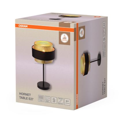 Osram - Настольная лампа DECOR HORNET 1xE27/10W/230V чёрная/золотая