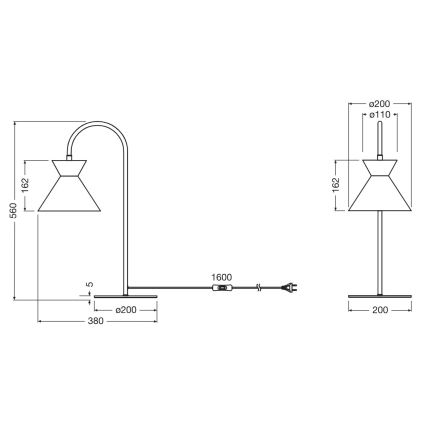 Osram - Настольная лампа DECOR WAIST 1xE27/40W/230V чёрная