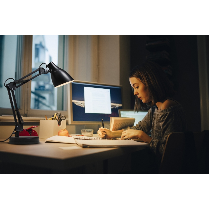 Osram - Настольная лампа DESK LINE 1xE27/11W/230V чёрная