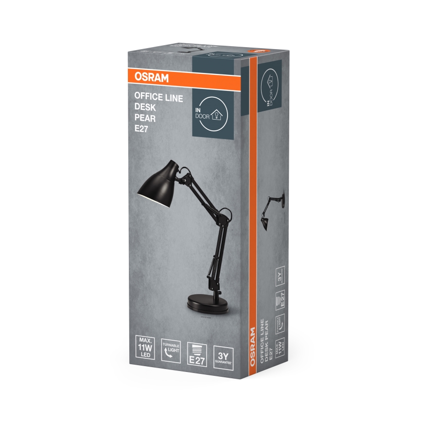 Osram - Настольная лампа DESK LINE 1xE27/11W/230V чёрная