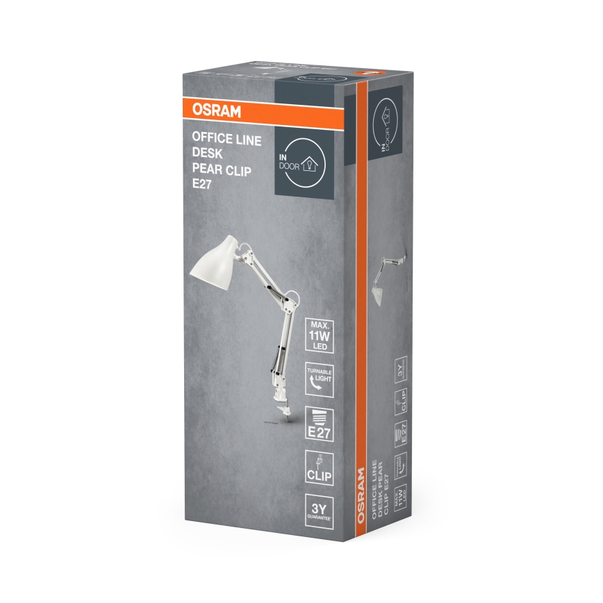 Osram - Настольная лампа с зажимом DESK LINE 1xE27/11W/230V белая