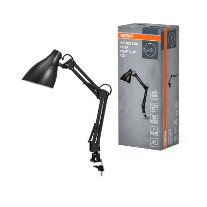 Osram - Настольная лампа с зажимом DESK LINE 1xE27/11W/230V чёрная