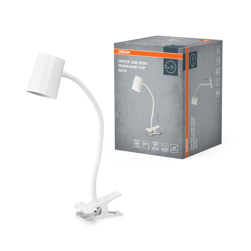 Osram - Настольная лампа с зажимом DESK LINE 1xGU10/9W/230V белая