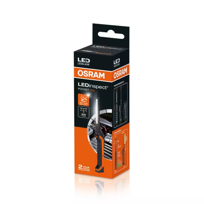 Osram - перезаряжаемый светодиодный фонарь с регулировкой яркости LEDINSPECT POCKET200 LED/2W/3,7V IP54