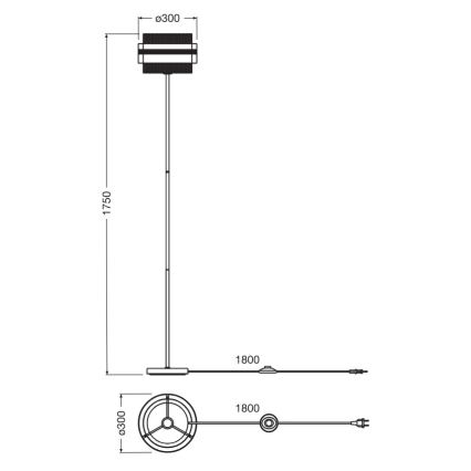 Osram - Підлогова лампа DECOR HORNET 1xE27/10W/230V чорна/золота