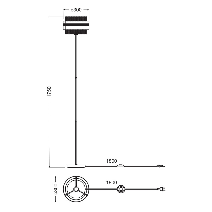 Osram - Підлогова лампа DECOR HORNET 1xE27/10W/230V чорна/золота