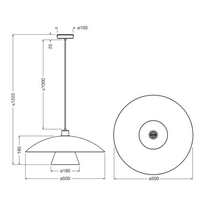 Osram - Подвесная люстра на тросе DECOR FLYING MUSHROOM 1xE27/25W/230V Ø 50 см черный