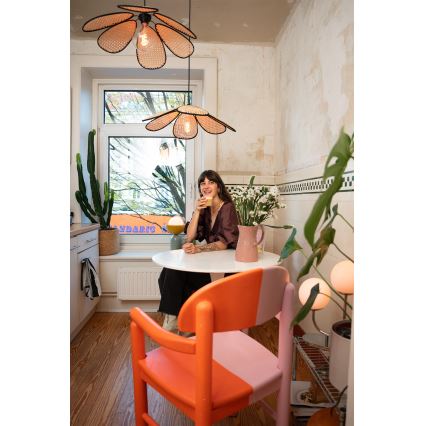 Osram - Подвесной светильник на шнуре DECOR RATTAN 1xE27/15W/230V диам. 58 см бежевый/чёрный