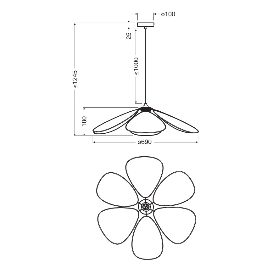 Osram - Подвесной светильник на шнуре DECOR RATTAN 1xE27/15W/230V Ø 69 см бежевый/чёрный