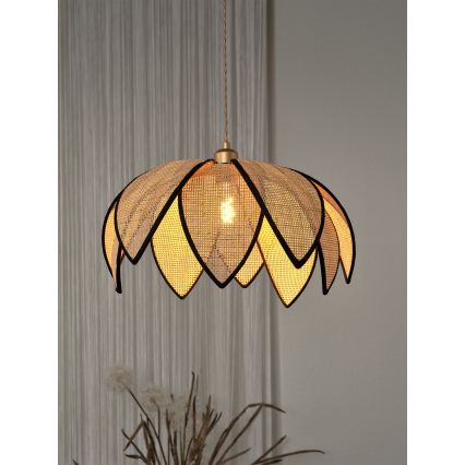 Osram - Подвесной светильник на тросе DECOR RATTAN 1xE27/15W/230V диам. 48 см бежевый/черный