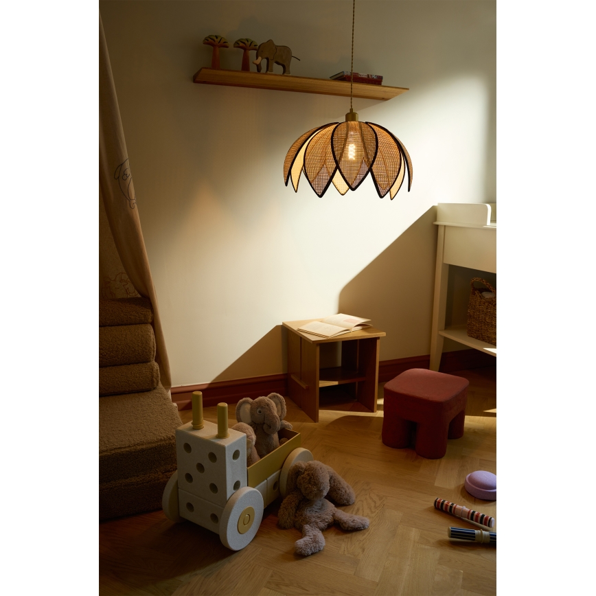 Osram - Подвесной светильник на тросе DECOR RATTAN 1xE27/15W/230V диам. 48 см бежевый/черный