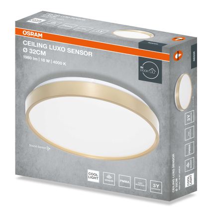 Osram - светодиодный потолочный светильник с датчиком сумерек CEILING LUXO LED/18W/230V, диаметр 32 см, золотистый