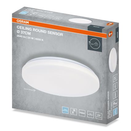 Osram - круглый потолочный светильник для ванной с датчиком сумерек LED/24W/230V 6500K Ø 37 см, белый