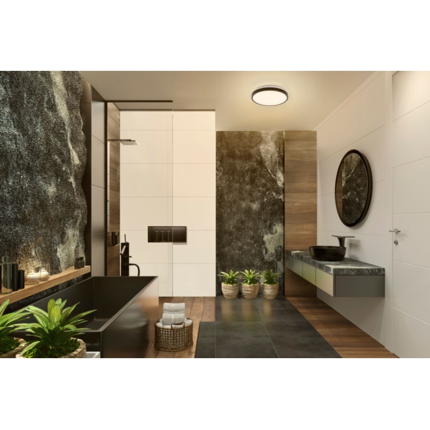 Osram - потолочный светильник для ванной DISC LED, 18W/230V, 3000/4000K, диаметр 30 см, IP44, чёрный