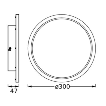 Osram - потолочный светильник для ванной DISC LED, 18W/230V, 3000/4000K, диаметр 30 см, IP44, чёрный