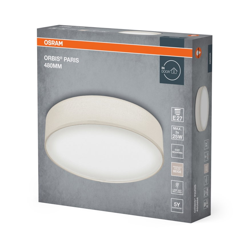 Osram - Потолочный светильник ORBIS PARIS 3xE27/25W/230V диам. 48 см кремовый