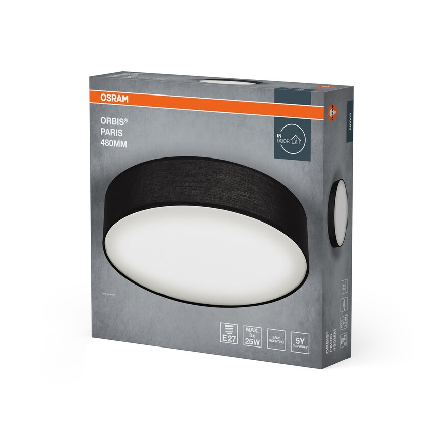 Osram - Потолочный светильник ORBIS PARIS 3xE27/25W/230V Ø 48 cm черный