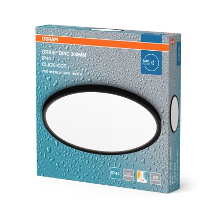 Osram - потолочный светильник для ванной DISC LED, 18W/230V, 3000/4000K, диаметр 30 см, IP44, чёрный
