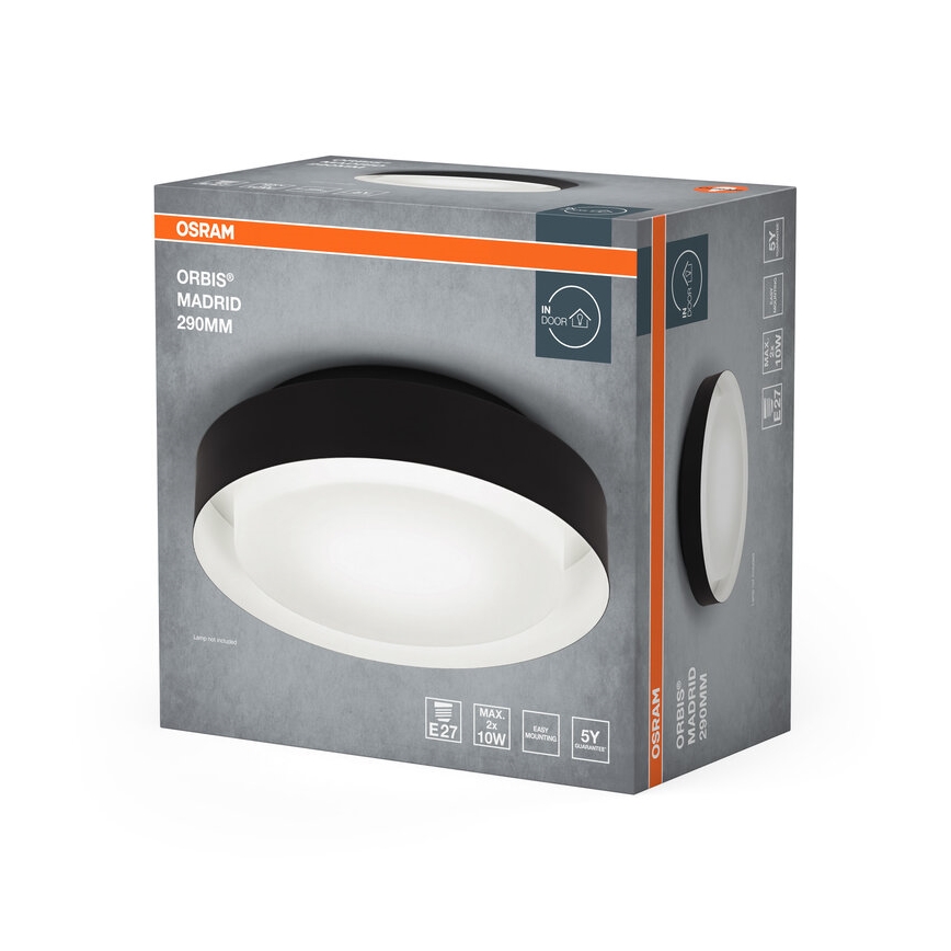 Osram - Потолочный светильник ORBIS MADRID 2xE27/10W/230V диам. 29 см чёрный