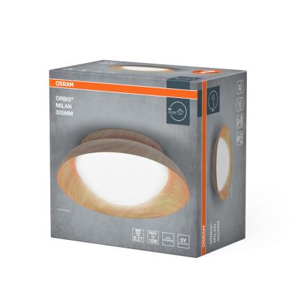 Osram - Потолочный светильник ORBIS MILAN 2×E27/10 Вт/230 В, диаметр 30,5 см, декор под дерево
