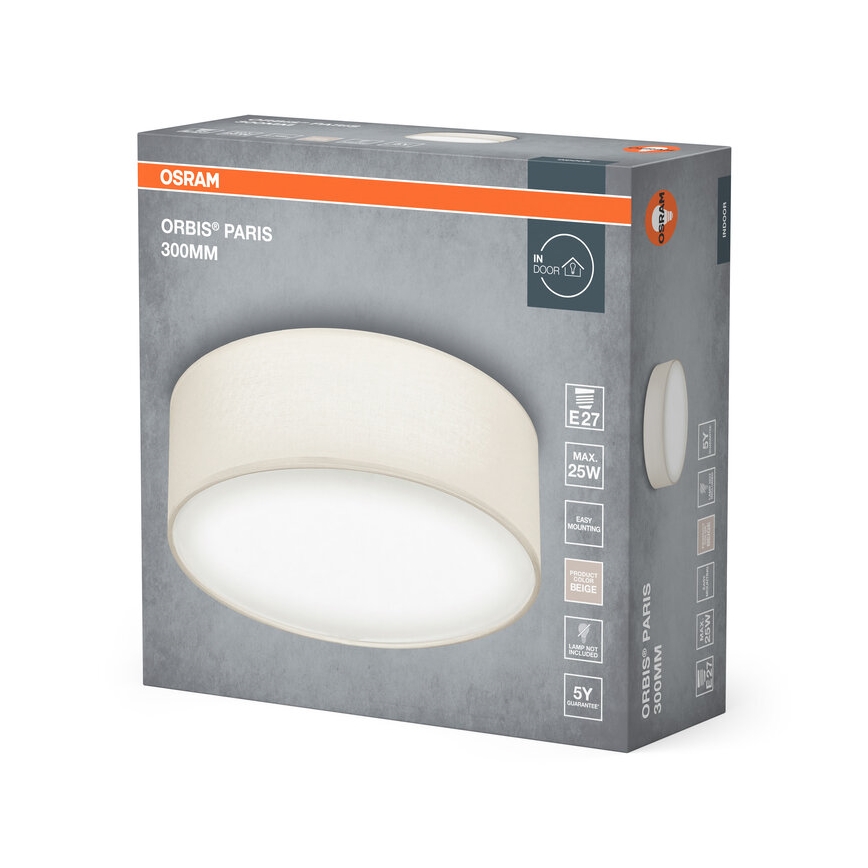 Osram - Потолочный светильник ORBIS PARIS, 1xE27/25W/230V, диаметр 30 см, кремовый