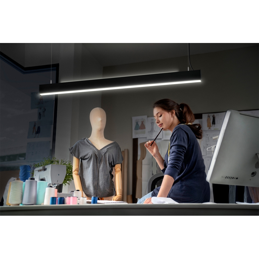 Осрам — світлодіодна підвісна люстра на тросі ОФІС ЛАЙН, з регулюванням яскравості, 42 Вт / 230 В, 4000 К, 112,6 см, чорна