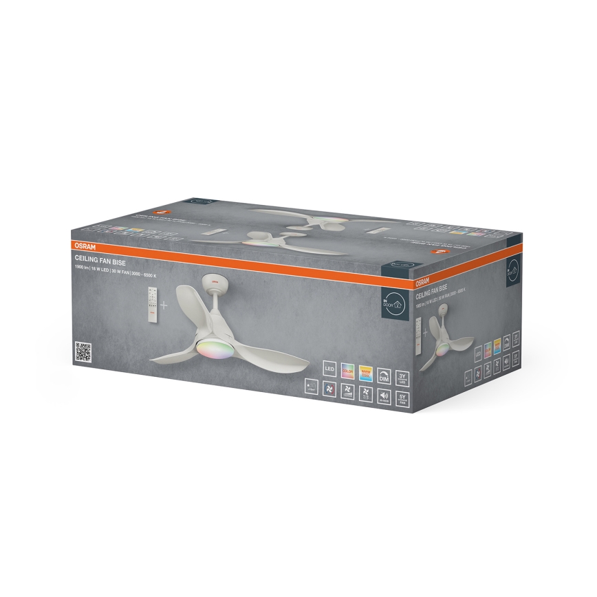 Osram - LED RGB стельовий вентилятор NORDES з регулюванням яскравості LED/18W/230V 3000-6500K + пульт дистанційного керування