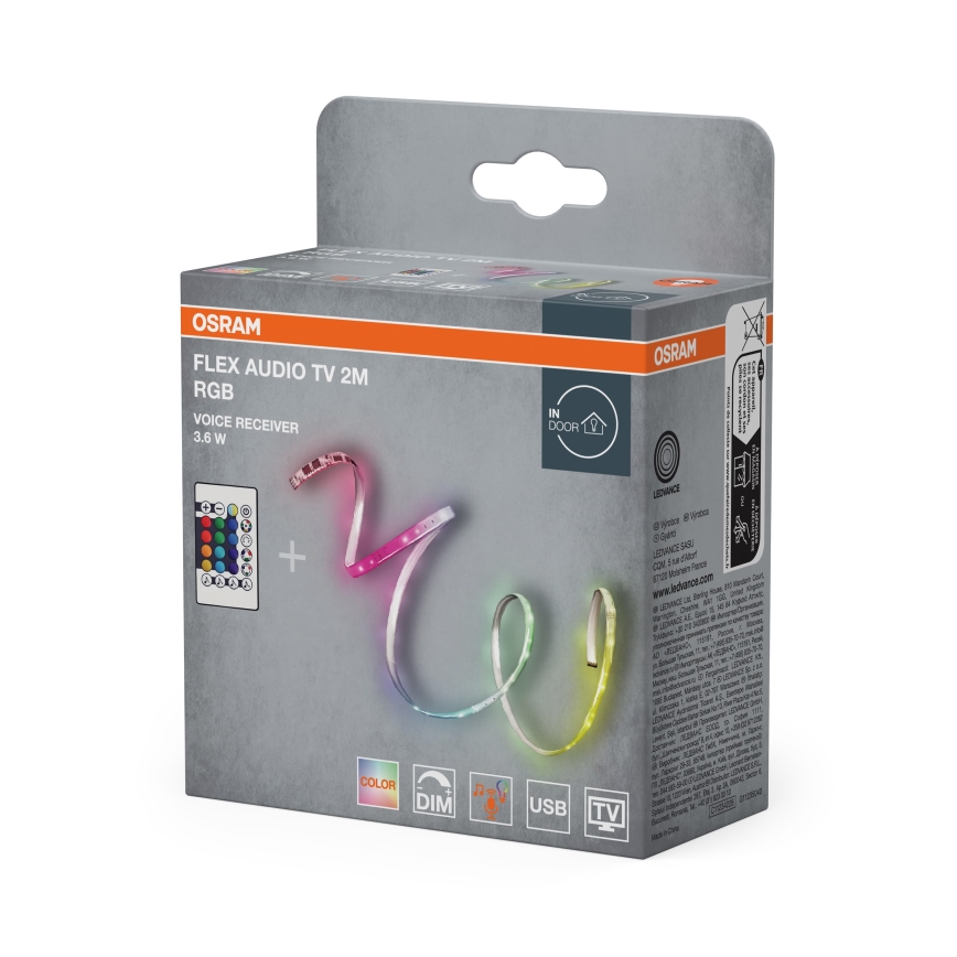 Osram - LED RGB стрічка з регулюванням яскравості для телевізора FLEX AUDIO 2m LED/3,6W/5V + дистанційне керування