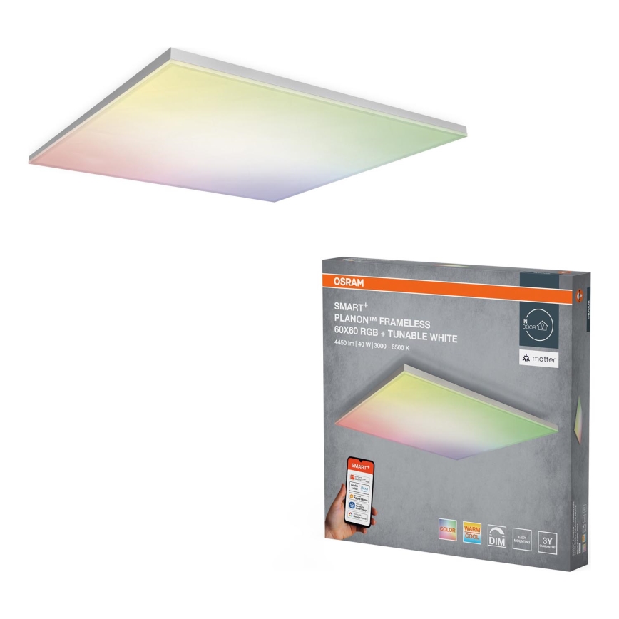 Osram - RGBW LED диммируемый потолочный светильник SMART+ PLANON, 40 Вт, 230 В, 60x60 см, 3000-6500 К, Wi-Fi