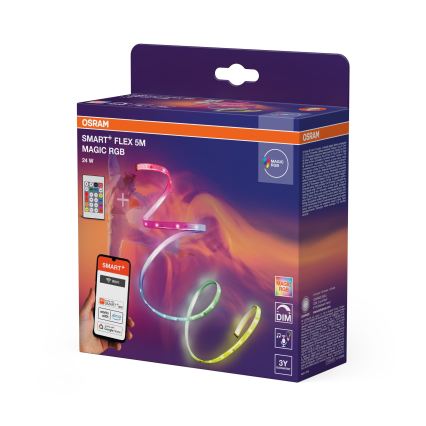 Osram - RGB-светодиодная диммируемая лента SMART+ MAGIC FLEX 5 м LED/24 Вт/230 В Wi-Fi + пульт дистанционного управления