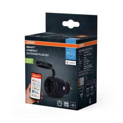 Osram - Розумна зовнішня розетка SMART+ MATTER SCHUKO 3680W/230V/16A IP44 Wi-Fi