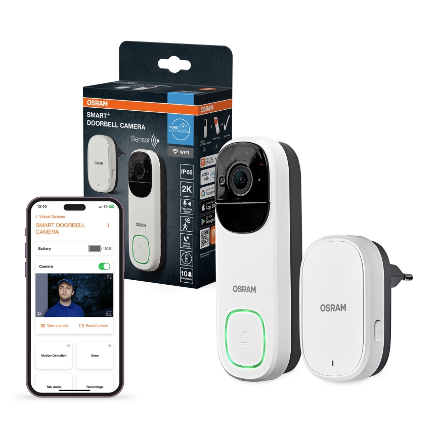 Osram - Розумний відеодзвінок із сенсором 2K SMART+ 230V IP66 Wi-Fi
