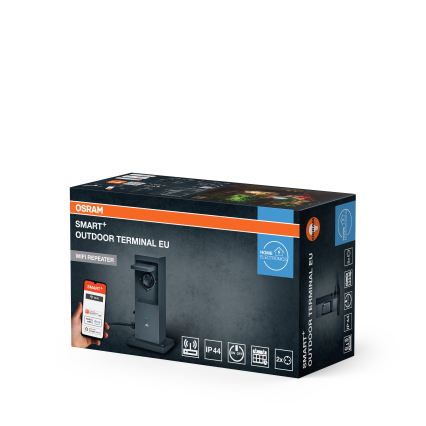 Osram - Розумний зовнішній стовпчик із 2 розетками SCHUKO та Wi-Fi повторювачем, IP44