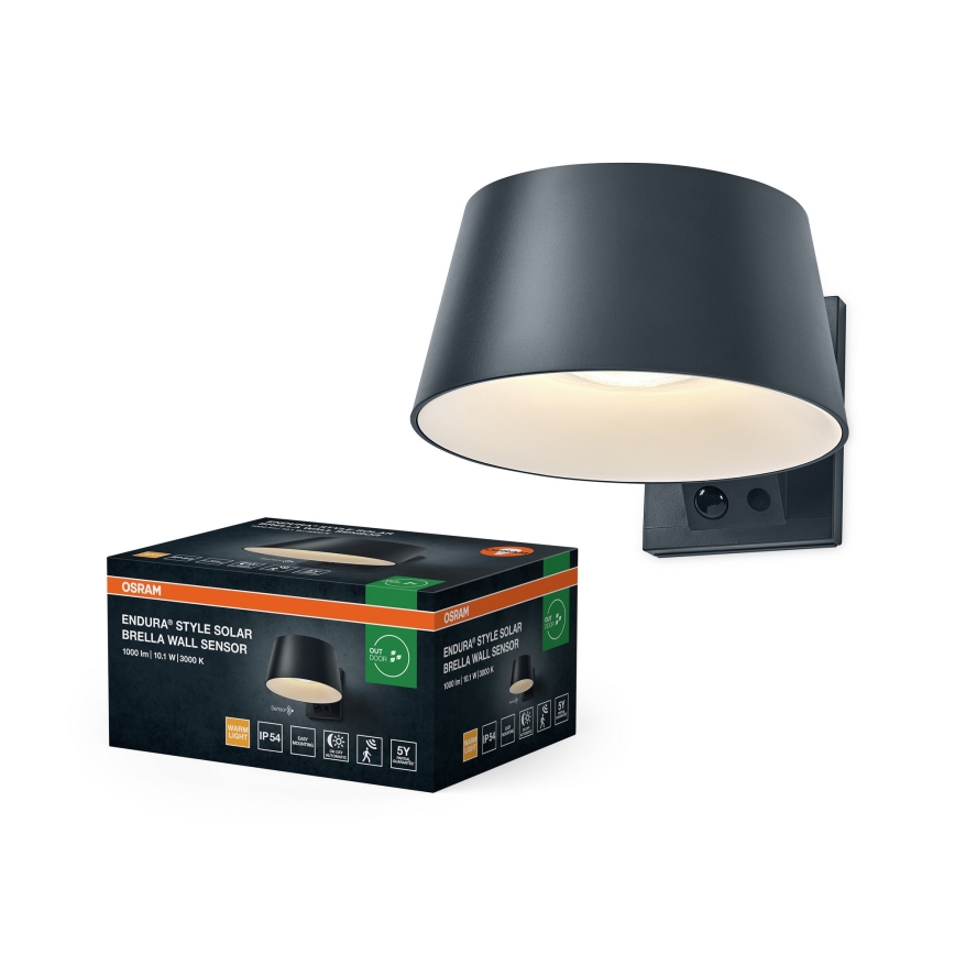 Osram - солнечный настенный LED-светильник с датчиком ENDURA STYLE LED/10,1W/4,2V 2000 mAh IP54 антрацит
