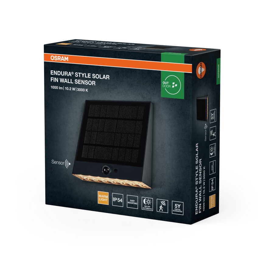 Osram - LED-солнечный настенный светильник с датчиком ENDURA STYLE LED/10,2W/4,2V 2000 mAh IP54 антрацит